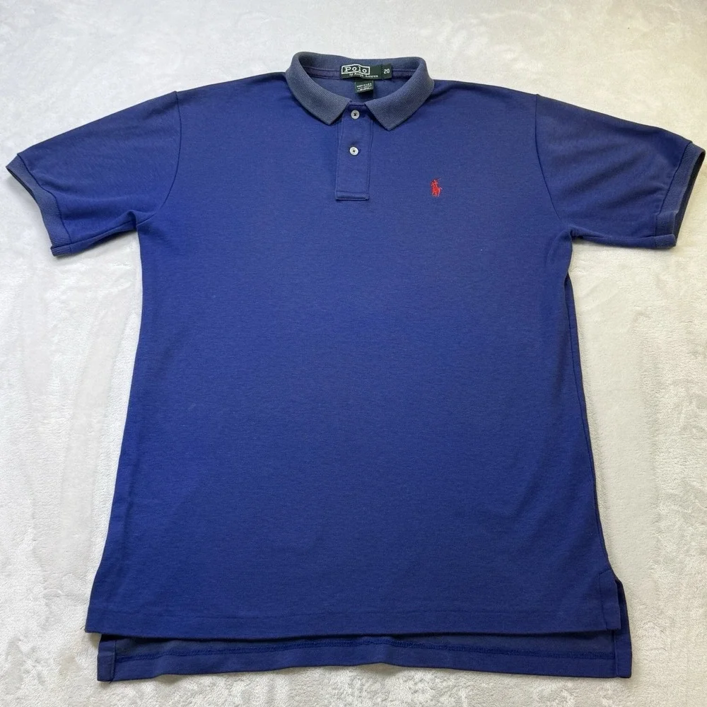VINTAGE 70's 80's Ralph Lauren Polo Shirt Mens Medium Short Sleeve Blue Pony‎